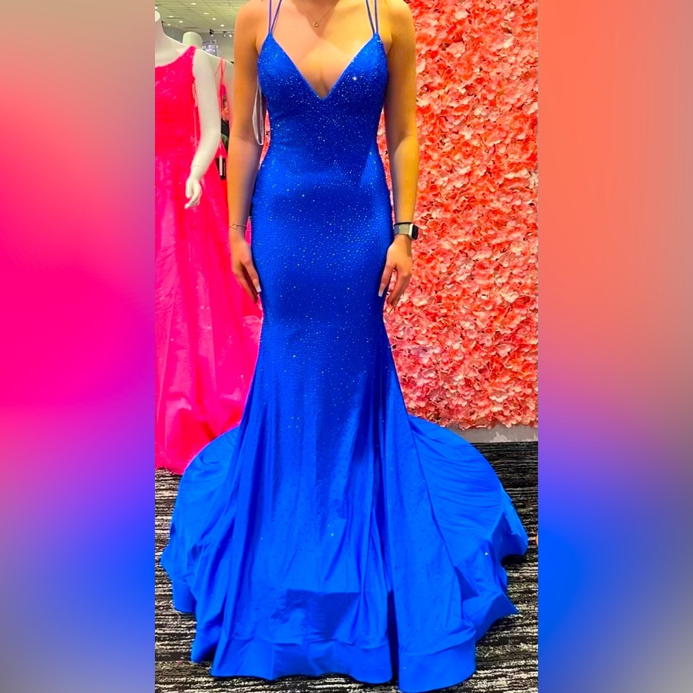 Royal Blue Gem Gown with Mermaid Silhouette